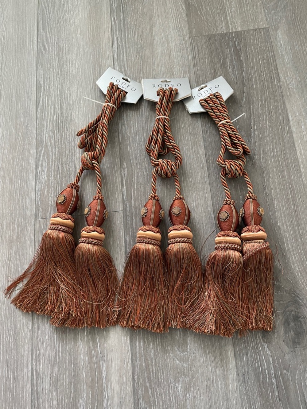 Rodeo Home Curtain Tiebacks with Tassels - Rust/Bronze Never used
